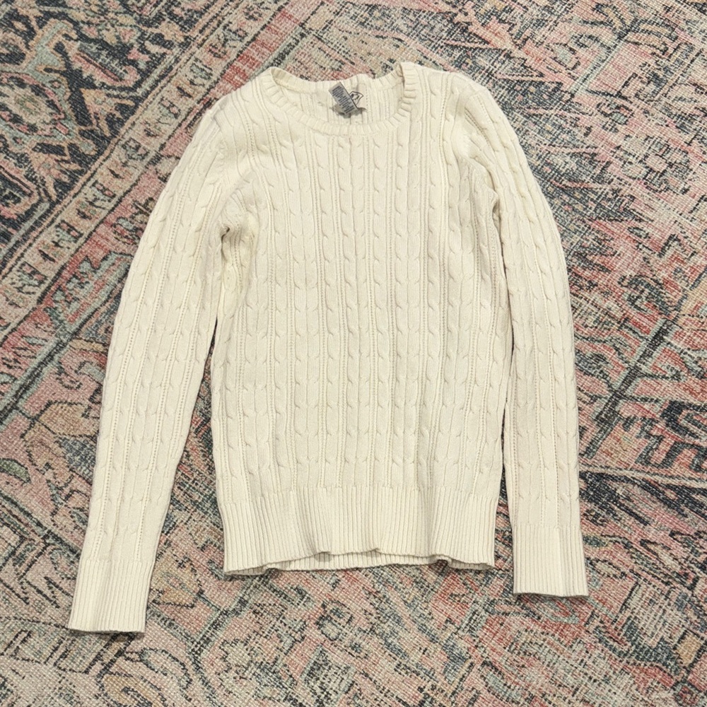 St. John's Bay Cream Cable Knit Sweater - Picture 1 of 2